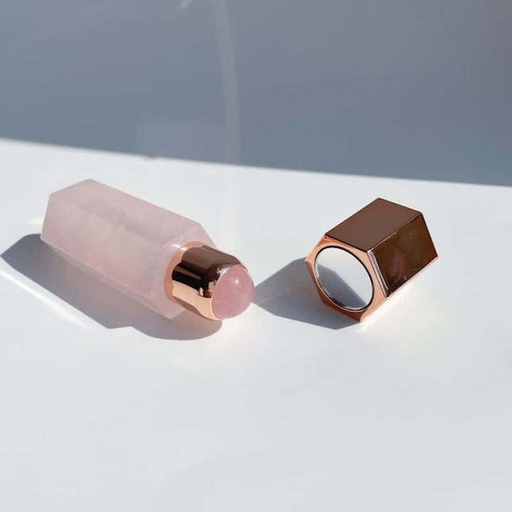 Varitas de cristal con aceite esencial energético de cuarzo rosa de olivenorma