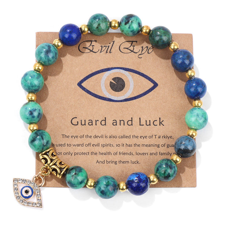 Pulsera con colgante de ojo malvado y cuentas de piedra natural de Olivenorma