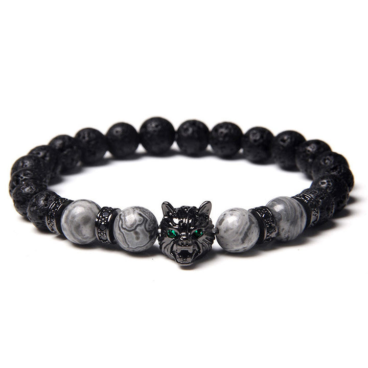 Pulsera de lobo con ojo de tigre gris de Olivenorma
