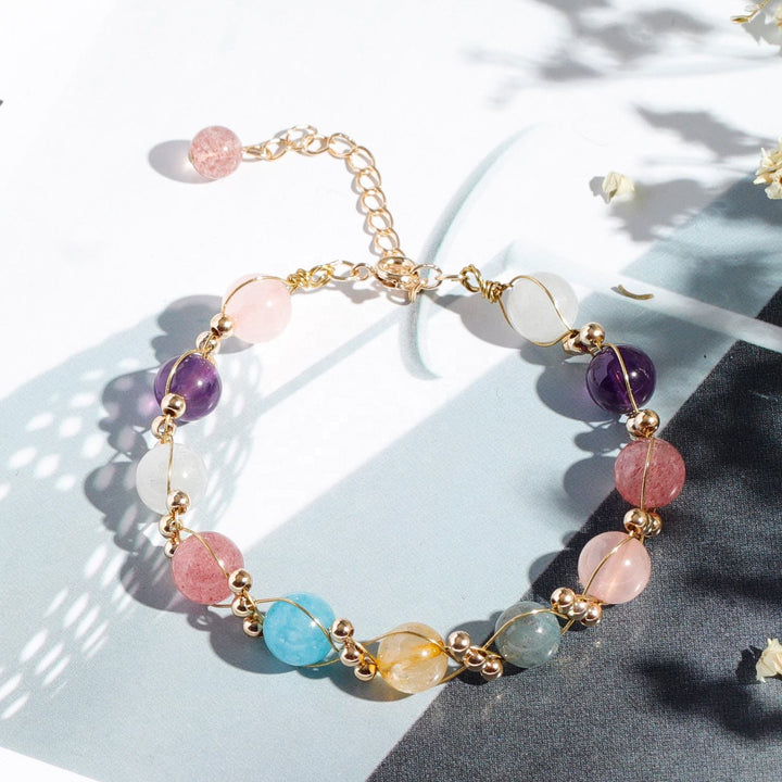 Pulsera de cuentas de cristal barroco natural de Olivenorma 