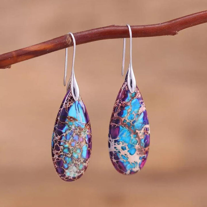 Pendientes de piedra emperador con forma de gota de Olivenorma