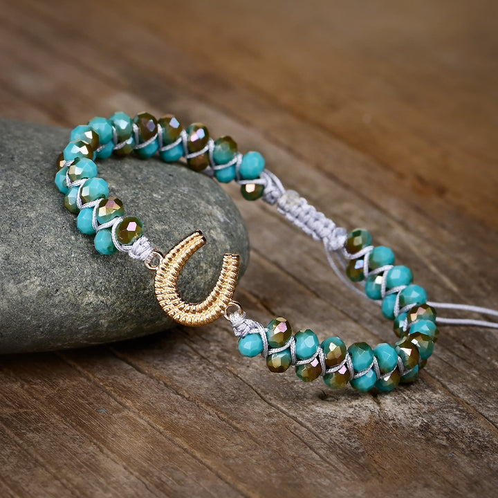 Pulsera curativa con turquesa y herradura de la suerte de Olivenorma