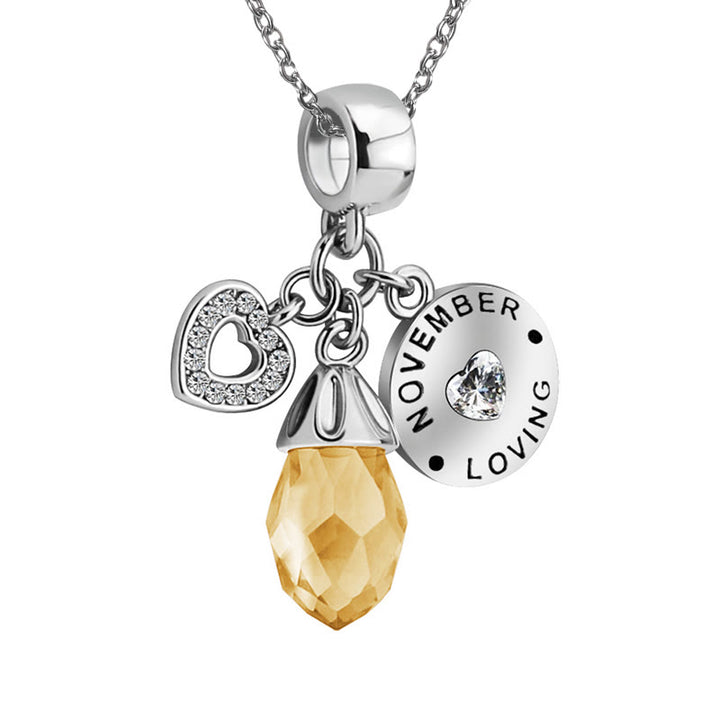 Collar con colgante de corazón de diamante y piedra natal de Olivenorma 