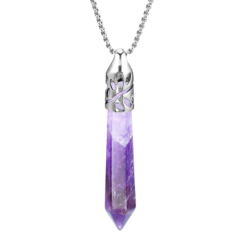 Collar de piedras preciosas protectoras con forma de bala de cristal