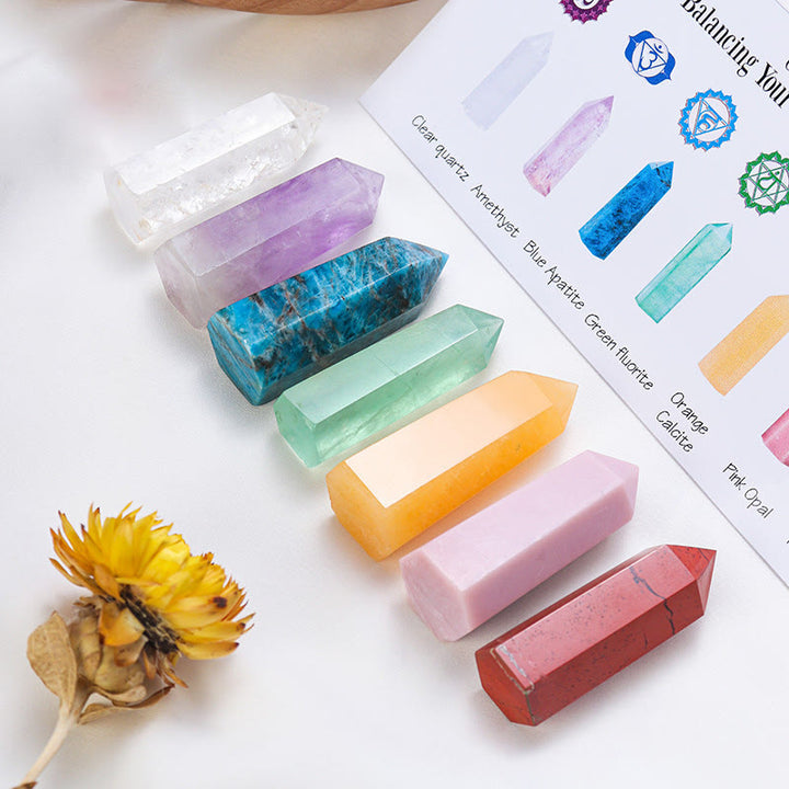 Juego de varitas de cristal decorativas con piedras crudas para chakras de Olivenorma
