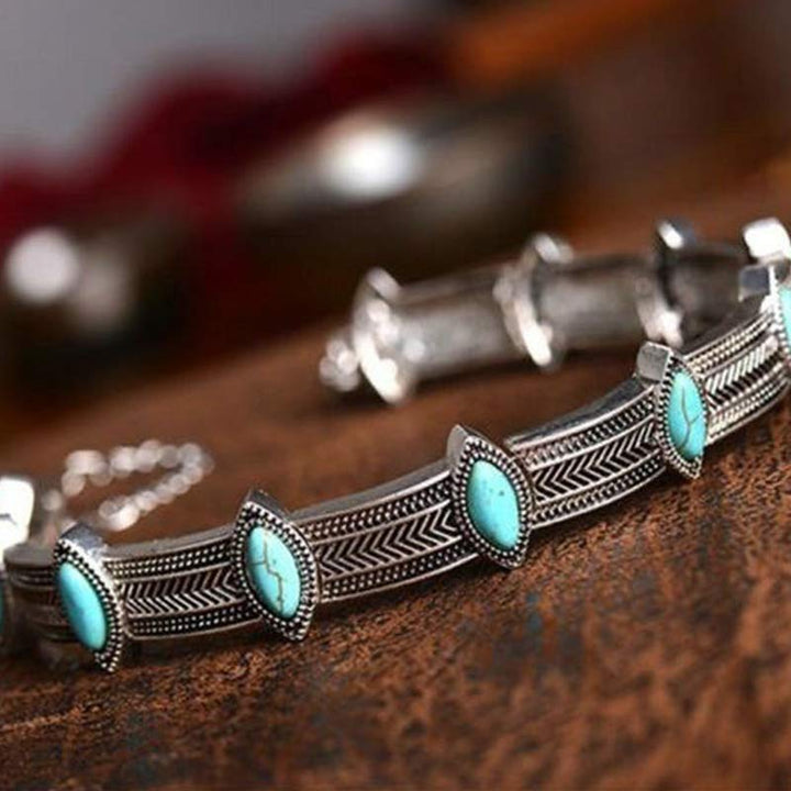 Gargantilla étnica estilo retro turquesa
