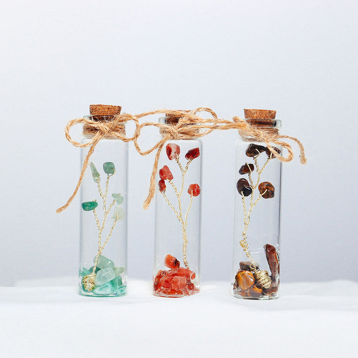 Decoración de botella de vidrio con piedra triturada de cristal de chakra Olivenorma 