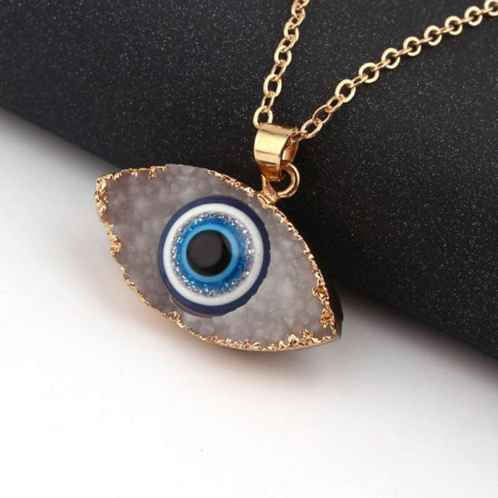 Collar de energía de ojo malvado de cuarzo transparente Olivenorma 