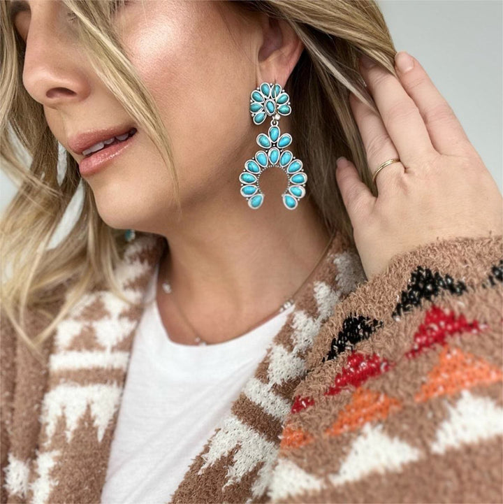 Pendientes bohemios con gotas de turquesa gruesas de Olivenorma