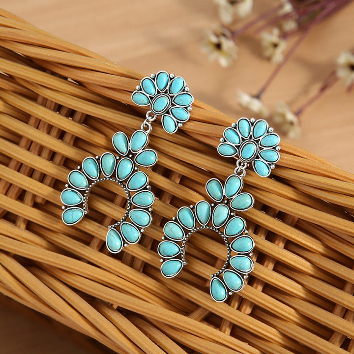 Pendientes bohemios con gotas de turquesa gruesas de Olivenorma