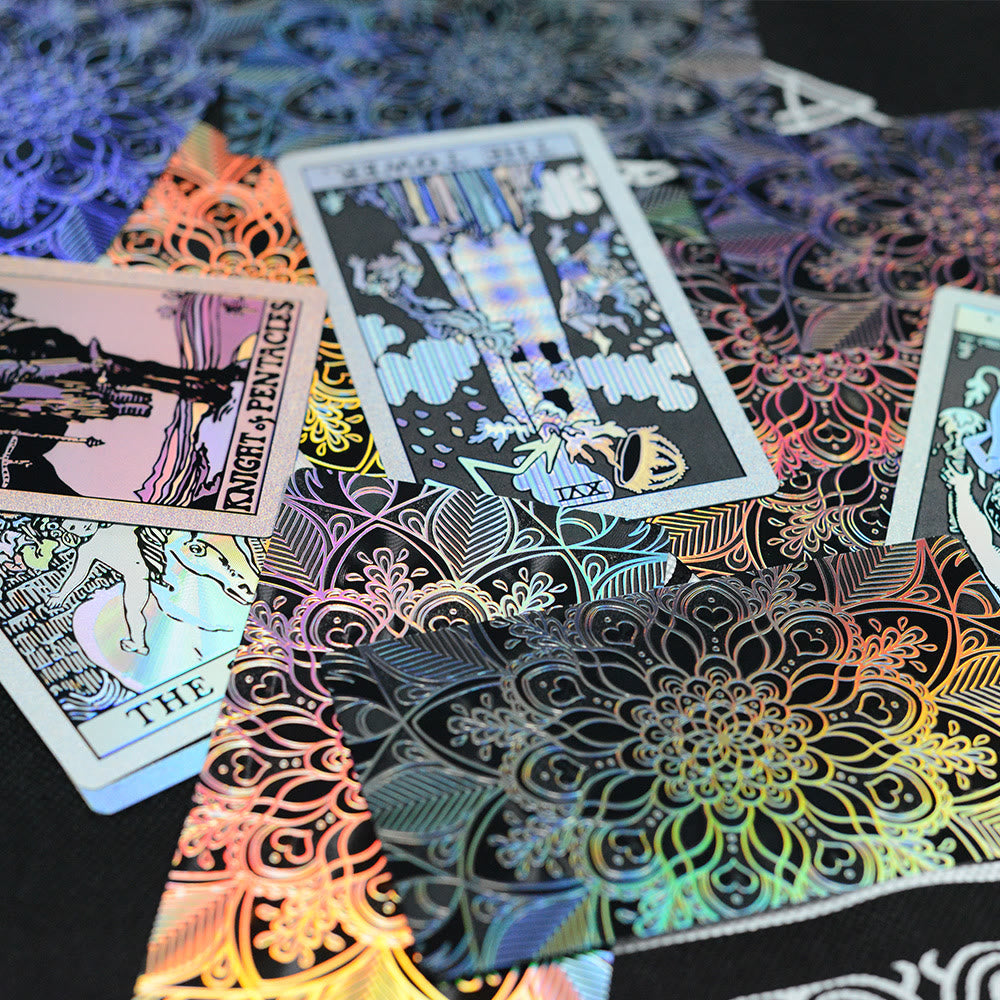 Baraja de tarot con láser brillante y lámina dorada bronceadora de Olivenorma
