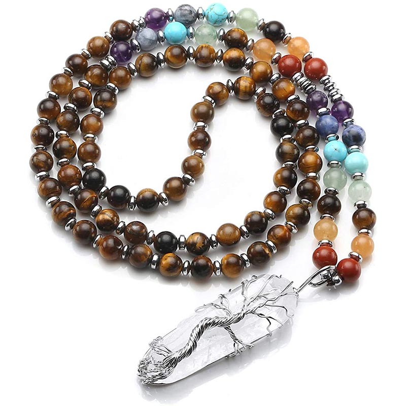 Mala de chakra de cristal natural. 