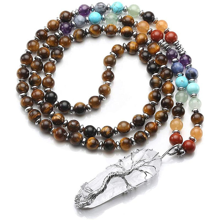 Mala de chakra de cristal natural. 
