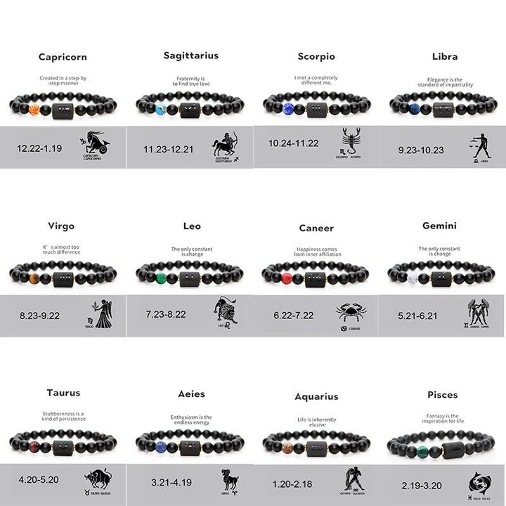 Pulsera de hombre con ónix negro natural del zodiaco de Olivenorma 