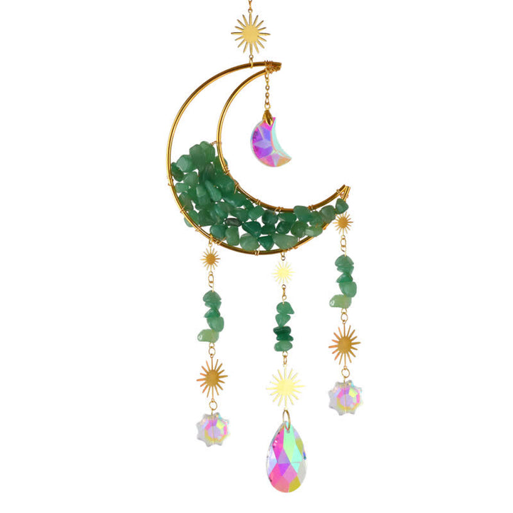Atrapasol con forma de carillón de viento y reloj de arena de cristal lunar de Olivenorma