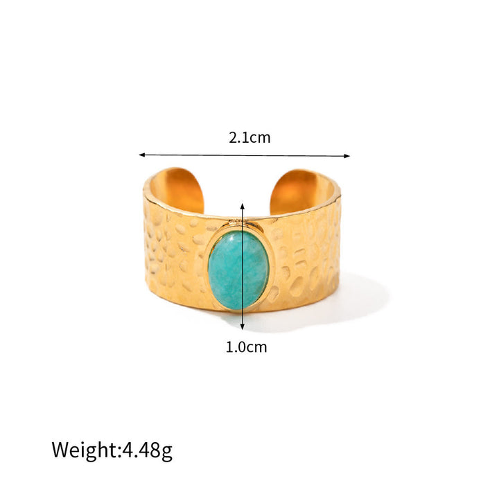 Anillo irregular ajustable de malaquita natural de Olivenorma