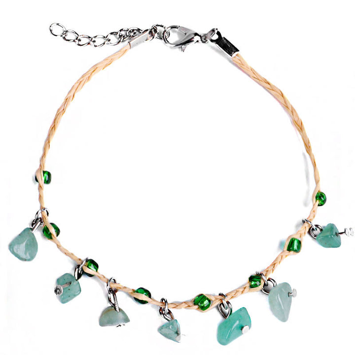 Pulsera tobillera con colgante de grava de cristal natural de Olivenorma