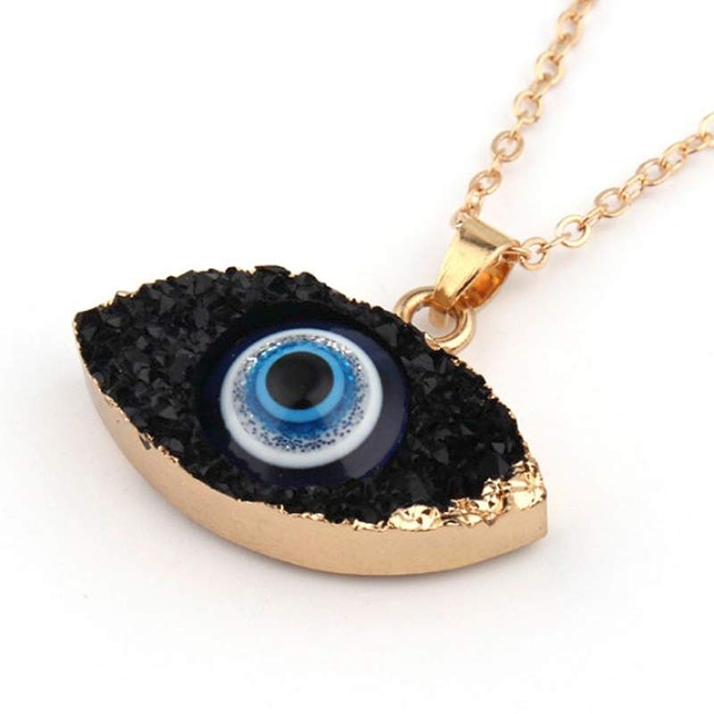 Collar de energía de ojo malvado de cuarzo transparente Olivenorma 