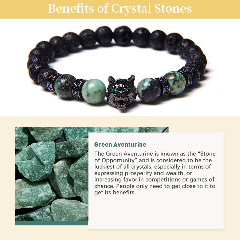 Pulsera de lobo con aventurina verde de Olivenorma 
