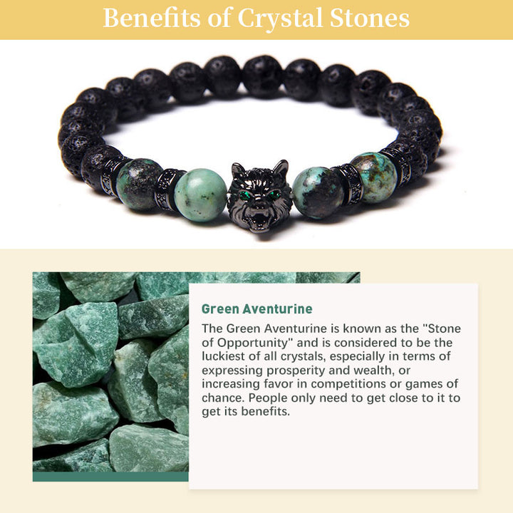 Pulsera de lobo con aventurina verde de Olivenorma 