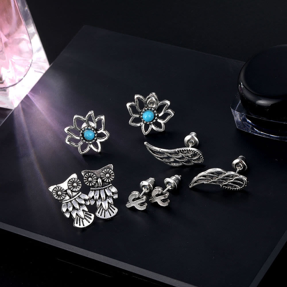 4 pendientes bohemios de estilo bohemio con diseño de Nimal en turquesa de Olivenorma 