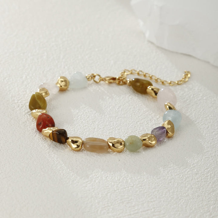 Pulsera de cobre de 18 quilates con piedra natural multicolor irregular de Olivenorma