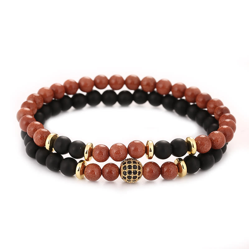 Pulsera de cuentas de cristal natural de dos capas para hombre de Olivenorma