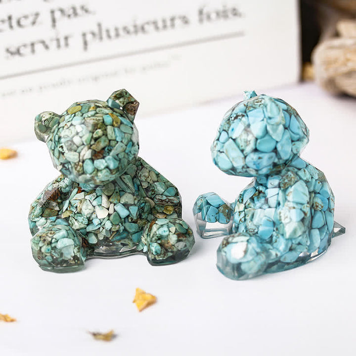 Espejo de Olivenorma con oso sentado y piedras preciosas decorativas