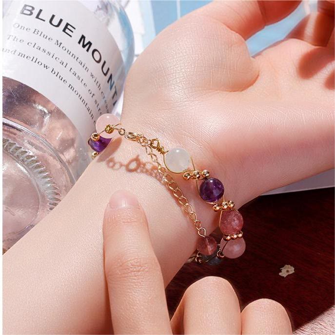 Pulsera de cuentas de cristal barroco natural de Olivenorma 