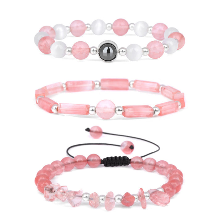 Juego de 3 pulseras de cristal natural "Healing Wishes" de Olivenorma 