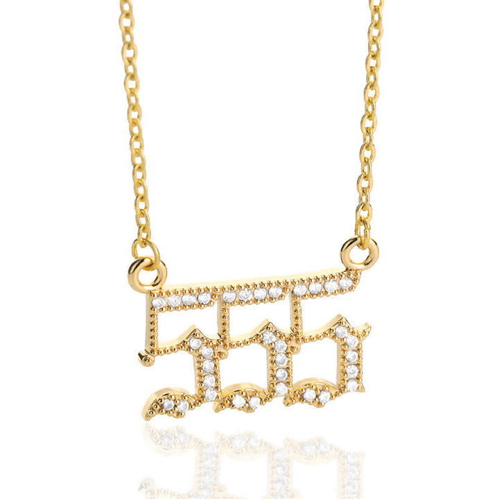 Collar con número de ángel y circonita de Olivenorma