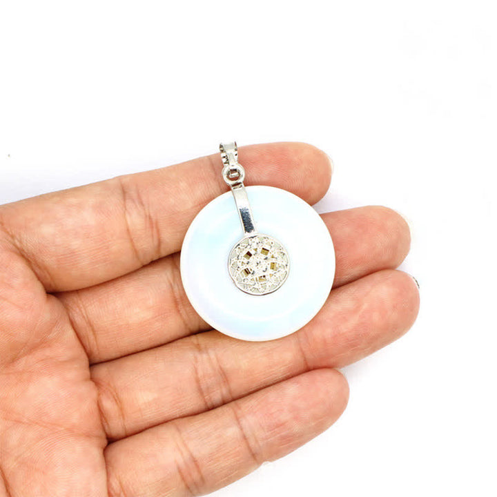 Collar con hebilla de paz y árbol de la vida de cristal natural de Olivenorma 