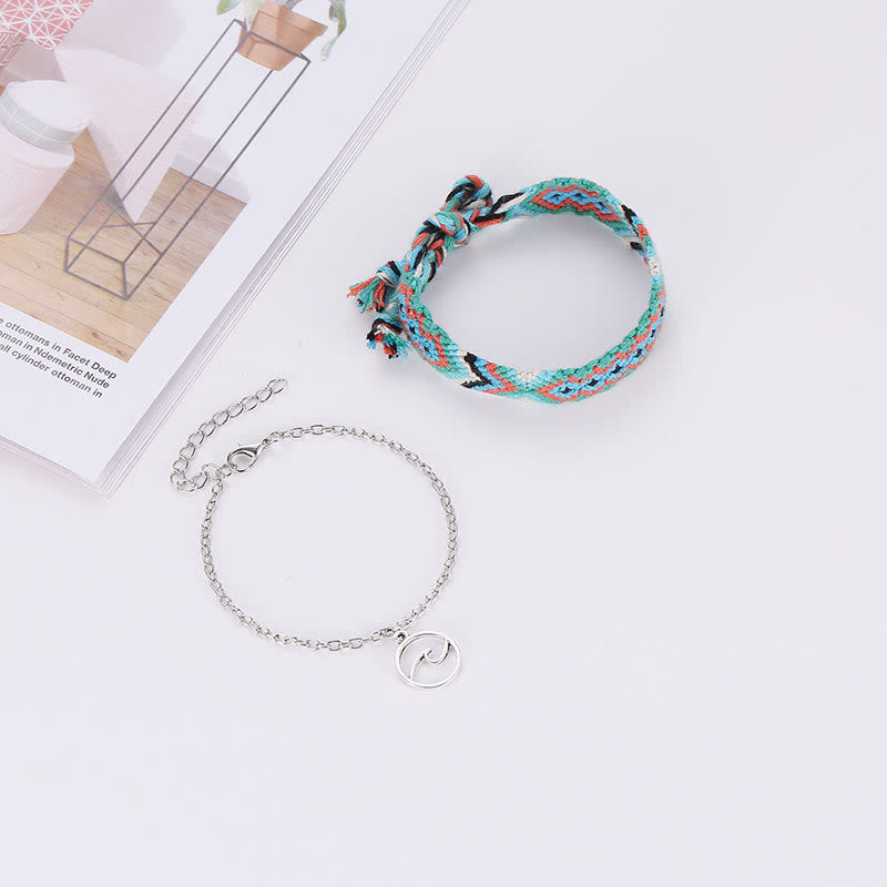 Pulsera tobillera con colgante OM de cuerda de algodón tejida a mano de Olivenorma