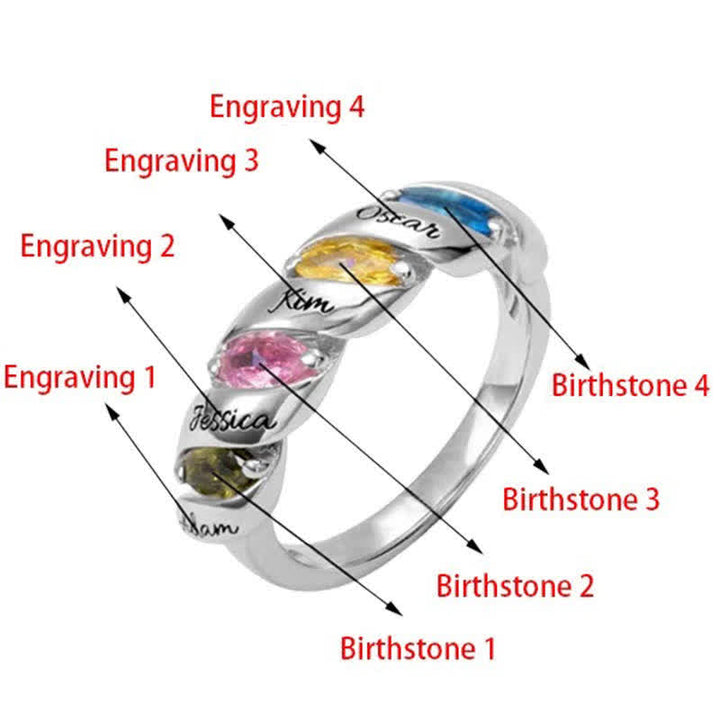 Anillo con piedras de nacimiento grabadas y personalizadas de Olivenorma Memory