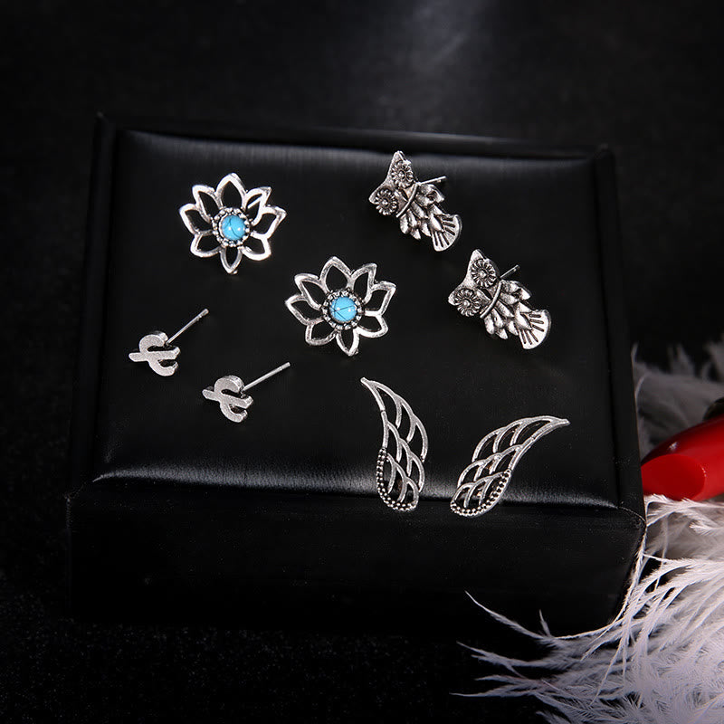 4 pendientes bohemios de estilo bohemio con diseño de Nimal en turquesa de Olivenorma 