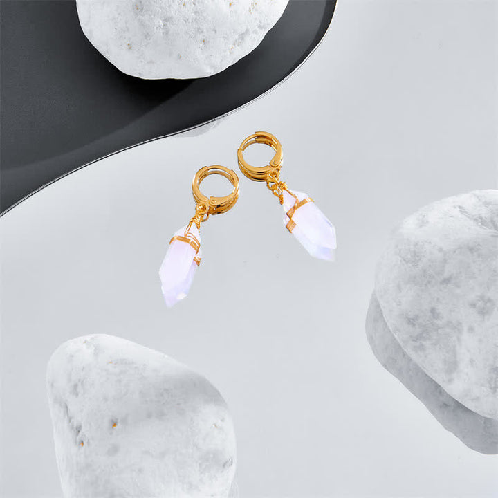 Pendientes curativos de ópalo rosa natural
