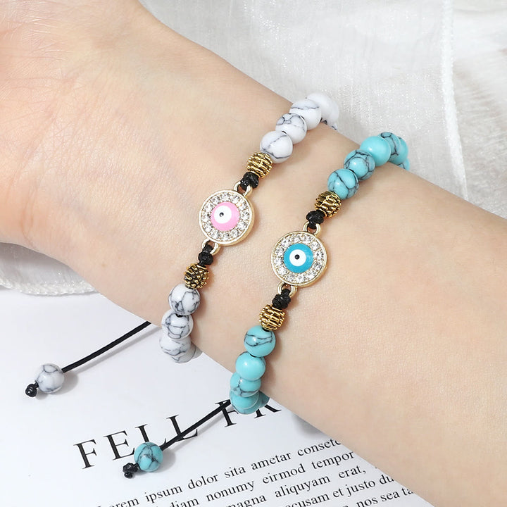 Pulsera de cuentas de circonita de piedra natural de 6 mm de Olivenorma 