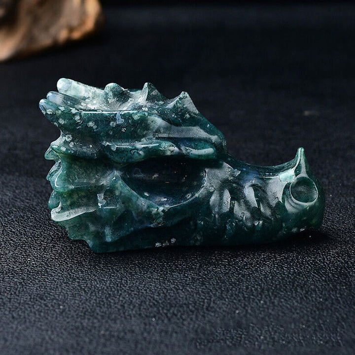 Cráneo con cabeza de dragón de 3,2 pulgadas de Olivenorma, decoración con piedras preciosas