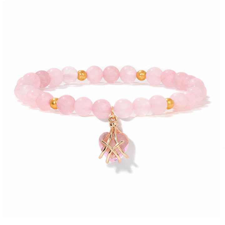 Pulsera con dije de corazón de piedra natural de Olivenorma
