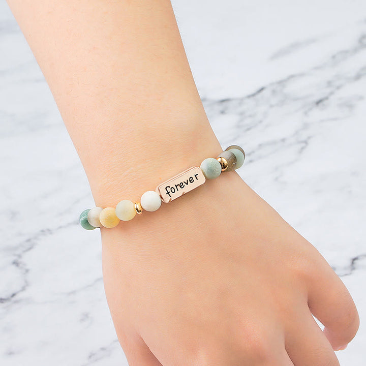 Juego de pulseras con grabado de 3 piezas con piedras preciosas naturales de Olivenorma Best Friend Forever