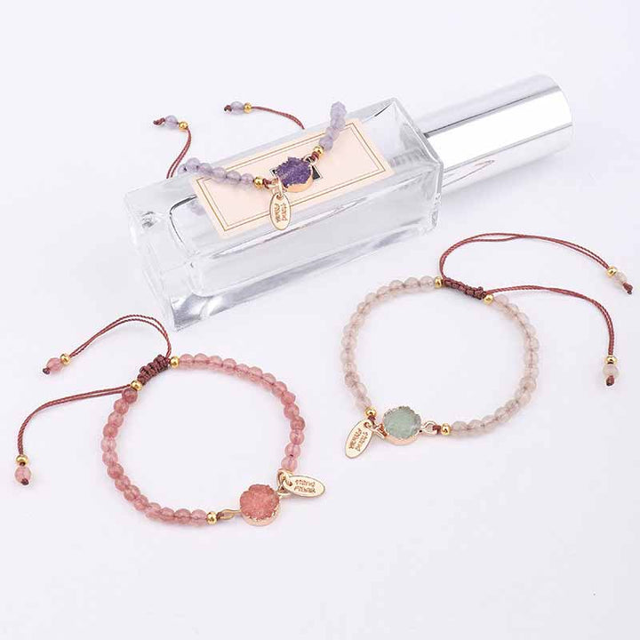 Pulsera de amatista, aventurina verde y cuarzo rosa de Olivenorma