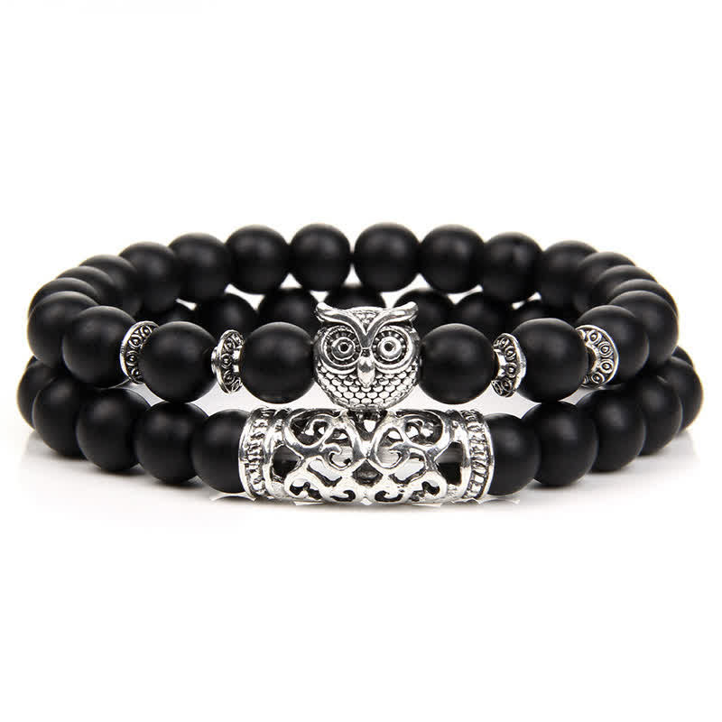 Pulsera de cuentas de cristal natural con forma de búho de Olivenorma 