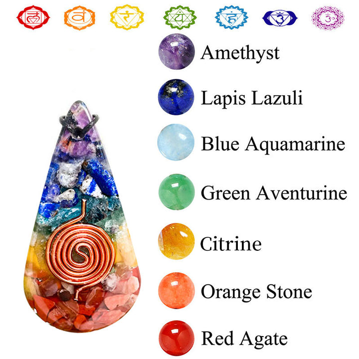 Collar de orgón curativo arcoíris con chakras de Olivenorma