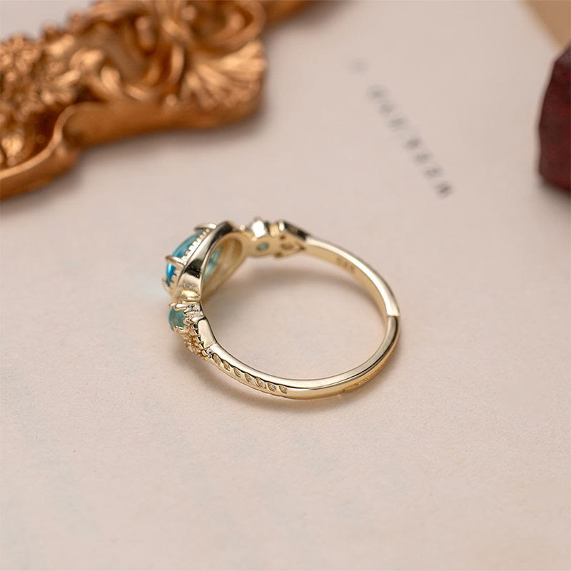 Anillo ajustable de turmalina Paraiba "Cada mar es una isla" de Olivenorma 