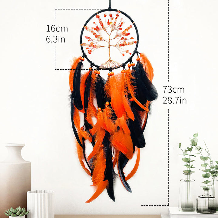 Atrapasueños del árbol de la vida de ágata amarilla de Olivenorma 