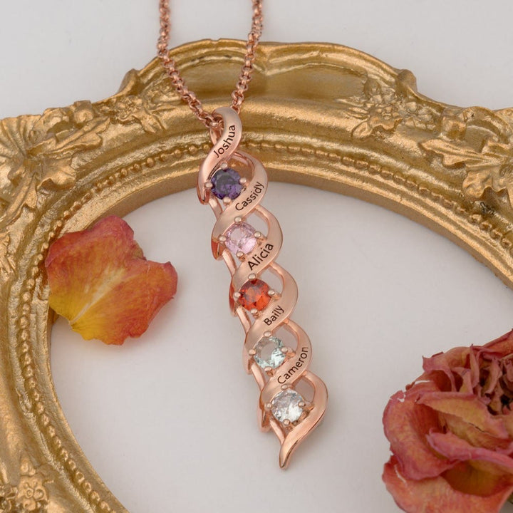 Collar personalizado con grabados y piedras de nacimiento del 1 al 6