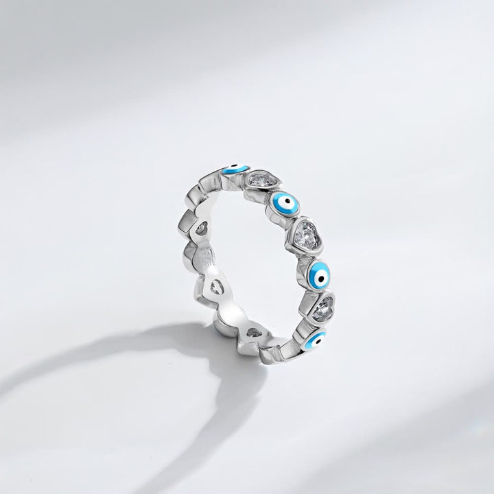 Anillo de plata de ley S925 con forma de corazón y circonita blanca de Olivenorma