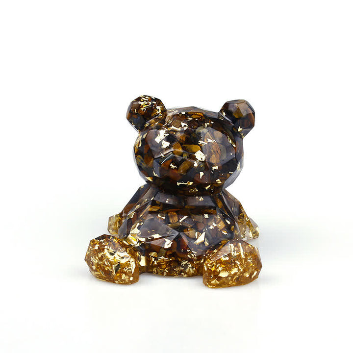 Espejo de cristal de Olivenorma con forma de oso y piedras preciosas decorativas