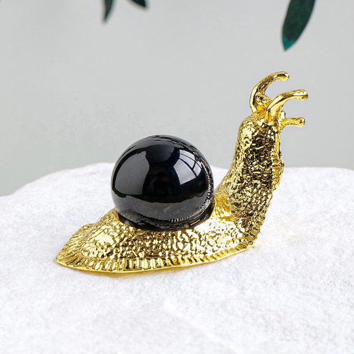 Soporte para bolas de cristal natural de Olivenorma, pequeño caracol decorativo con piedras preciosas