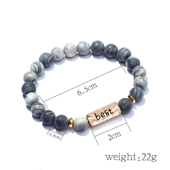 Juego de pulseras con grabado de 3 piezas con piedras preciosas naturales de Olivenorma Best Friend Forever